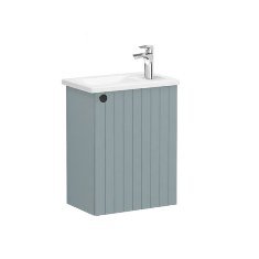 Vitra Root Groove 69187 Lavabo Dolabı, Kapaklı, 45 Cm, Kompakt, Mat Fiyord Yeşili, Köşeli Lavabolu, Sağ